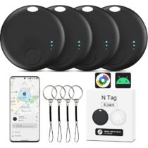 ⭕️Air Tracker Tag Android, 4 PCS Smart Tracker Tag GPS Localizzatore Chiavi Compatibile con Trova Dispositivo(Solo Android), Bluetooth Tracker Compatibile per Portafogli,Chiavi,Zaini, Animale (Nero)