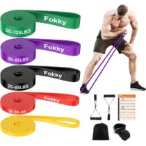 ⭕️Fokky 5 Livelli di Resistenza Elastici Fitness,elastico Fitness di Resistenza per Trazioni,Bande Elastiche con Ancoraggio Porta, Maniglie e Cover Protettiva