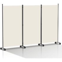 ⭕️Vigevee Paravent - Divisorio pieghevole indipendente, per paravento su rotelle, 3 pezzi, 263 x 181 cm, paravento per uffici, balconi, beige