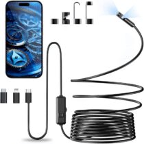 ⭕️Vexloria Endoscopio per Smartphone, Doppia Lente 1920P HD Telecamera Endoscopica, IP68 Impermeabile Endoscopio con 8 LED Cavo Semirigido, non c'è bisogno di Wi-Fi Compatibile con iOS e Android