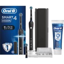 ⭕️Oral-B Spazzolino Elettrico Ricaricabile Smart 4 4500 Nero, 2 Testine, 1 Custodia da viaggio, 1 Spazzolino +1 Dentifricio Pro-Expert Sbiancante Sano