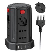 ⭕️Ciabatta Elettrica Multipresa 3 metro con 12 Prese Universali 10/16A ITA e Schuko e 3 USB A+1 USB C protezione Sovratensione con 4 interruttori indipendenti, Nero