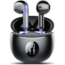 ⭕️Cuffie Bluetooth, Auricolari Bluetooth 5.4 Stereo HiFi con 4 ENC Mic,Cuffie Wireless con LED Display 50 Ore, Cancellazione Rumore Cuffiette Bluetooth,Touch Control,IP7 Impermeabile Auricolari Wireless
