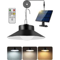 ⭕️Sararoom Lampadario Solare, 500LM/3 Colori/4 Modi Lampada Solari da esterno - IP65 Lampada a Sospensione con Telecomando/Timer/Sensore Crepuscolare/Cavo 5m Luce Solar Interno per Giardino Gazebo