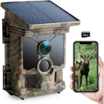 ⭕️CEYOMUR Fototrappola Solare 68MP 4K 30fps, Wifi Bluetooth Fototrappola con Batteria Ricaricabile da 5200mAh Angolo di Rilevamento 120° HD Visione Notturna Impermeabile IP66