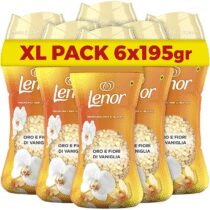 ⭕️Lenor Profumatore Bucato Lavatrice Oro E Fiori Di Vaniglia, Maxi Formato 6 x 195g