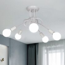 ⭕️Toolight Lampadario Vintage, E27 Plafoniera Industriale a 5-Luci, Lampadari LED Soffitto per Soggiorno Camera da letto Sala da pranzo Guardaroba Corridoio, Bianco, Ø60cm (lampadine non incluse)