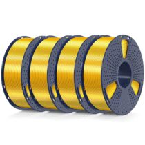 ⭕️SUNLU Silk PLA+ Filament 1,75mm 4KG, Finitura Liscia e Setosa per Stampante 3D, Buona Resa Colore, Filamento per Stampa 3D, 1 kg per Bobina, 4 Rotoli, SILK Oro Chiaro x4