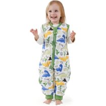 ⭕️MIKAFEN Bambini Sacco nanna invernale con gambe 2,5 Tog,100% cotone,Sacco nanna con piedini,95-105 cm/3-4 anni,Dinosauro verde