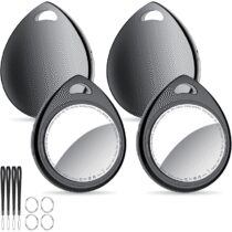 ⭕️QCOQ® Air Tags 4 Pezzi Nero 2025, Smart Tracker Bluetooth Compatibile con Apple Dov’è App (solo iOS), Localizzatore Chiavi fino a 100dB con Batteria Sostituibile per Chiavi/Bagagli/Valigie/Portafogli