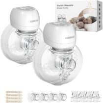 ⭕️Tiralatte Elettrico,Tiralatte Elettrico Indossabile, Tiralatte LCD Vivavoce,3 modalità e 9 livelli,Pompa mammaria senza fili ricaricabile a basso rumore con flange 21mm / 24mm (Bianco 2pcs)