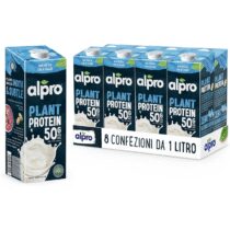 ⭕️ALPRO PROTEIN 50g, Bevanda alla SOIA, 100% vegetale con vitamine B2, B12 e D (8 confezioni x 1 Litro)
