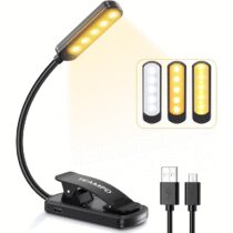 ⭕️TEAMPD Luce da Lettura, USB Ricaricabile Lampada da Lettura, 10 LEDs 3 Modalità 100-10% Luminosità Regolabile Luce per Lettura Libri a Letto con Clip, Luce Lettura per Libro,Portatili,Viaggio,Bambini