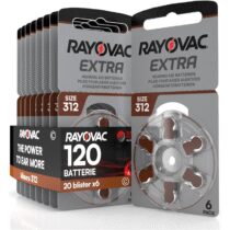 ⭕️120 Batterie per Apparecchi Acustici Rayovac Misura Extra 312 Sound Fusion Technology - 20 Blister da 6 Pile