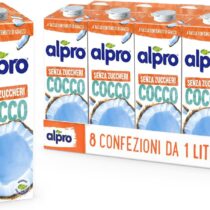 ⭕️ALPRO SENZA ZUCCHERI, Bevanda al COCCO, 100% vegetale con vitamine B2, B12 e D (8 confezioni x 1 Litro)