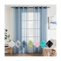 ⭕️EMEMA 2 Pannelli Tende Trasparenti in Voile Con Occhielli Morbidi Finestre per Camera da Letto e per Salotto Eleganti Soggiorno 140x260cm Blu Acciaio