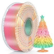 ⭕️SUNLU Silk Rainbow PLA+ Filament, Cambio di colore rapido ogni 8 metri, Multicolore PLA+, Lunghezza totale 330 metri, Bobina da 1KG, Silk Rainbow Filament(Verde pallido-Arancione-Rosa chiaro-Giallo)