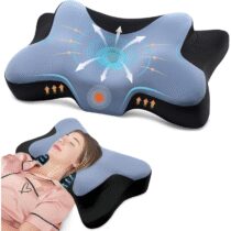 ⭕️DONAMA cuscino cervicale per dormire, cuscino ergonomico cervicale per Dormitori Laterali, Supini e Proni con Federa Sfoderabile e Lavabile (Blu Nero, 66x37x13 cm)
