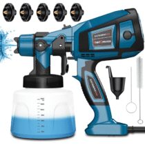 ⭕️Pistola per Verniciare, 800W HVLP Pistola a Spruzzo Elettrica con Contenitore da 1400ml, Spruzzatore di Vernice per Recinzione con 5 Ugelli e 3 Modalità per Mobili, Recinzioni, Interni ed Esterni Casa