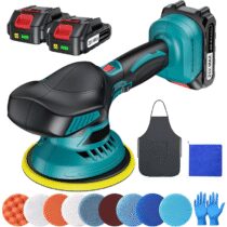⭕️XIAZIR Lucidatrice a batteria - lucidatrice per auto da 6 pollici con 2 pezzi di batteria al litio da 21V 2000mAh e 13 accessori, lucidatrice per auto 6 a velocità variabile 5500RPM