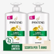 ⭕️Pantene Pro-V Shampoo Lisci Effetto Seta per Capelli Crespi e Opachi, Deterge Delicatamente e Protegge i Legami del Capello, Senza Siliconi, Olio Minerale, Coloranti, Formato Maxi Convenienza 2x1000ml