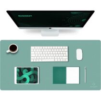 ⭕K KNODEL Tappetino Scrivania, Sottomano Scrivania, 80cm x 40cm in Similpelle PVC, Tappetino per Laptop, Copri Scrivania, Doppia Facciata (Verde)