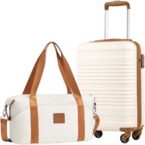 ⭕COOLIFE Ryanair Trolley Bagaglio a Mano 55×35×20 e Borsone da Viaggio 20L(40x25x20cm) Set di Valigie, Valigia Bagaglio a Mano, Chiusura a Combinazione Laterale con TSA