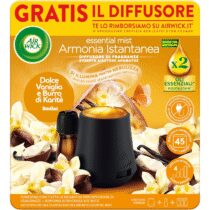 ⭕️Airwick Armonia Istantanea Profumatore per Ambienti, Confezione con 1 Diffusore di Oli Essenziali e 1 Ricarica per Diffusore di Oli Essenziali, Fragranza Dolce Vaniglia e Burro di Karitè