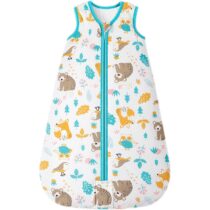 ⭕️Mosebears Sacco nanna invernale per bambini, 2,5 tog, 100% cotone, per diverse misure dalla nascita all'età di 24 mesi (verde zoo, 0-6 mesi)