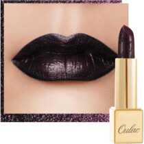 ⭕️Oulac Nero Rossetto Metallizzato Lucido, Finitura Metallica, Colore Intenso, Rossetto Lunga Durata con Semi-Opaco, Rossetto di Halloween, Idratazione, Vegan, 4,3g (21) Midnight Mirage
