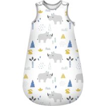 ⭕️Mosebears Mosbears Sacco nanna invernale per bambini, 2,5 Tog, 100% cotone, diverse dimensioni dalla nascita fino a 24 mesi, adatto per tutto l'anno(Rinoceronte,L(12 a 18 mesi))