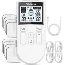 ⭕️GHTENS 5 in 1 Elettrostimolatore Muscolare Professionale, Ricaricabile 80 Modalità di Elettrostimolatore con TENS/EMS/RUSS/IF/DIY Massaggio, 2 Canali, 16 Intensità per Alleviare il Dolore