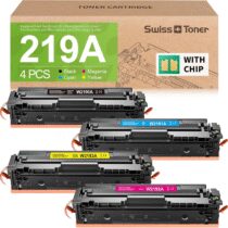 ⭕️swiss toner 219A (con chip) Compatibile con HP 219A Toner per MFP 3302FDWG Toner per HP Color Laserjet Pro MFP 3302FDWG MFP 3302SDWG MFP 3302FDNG per W2190A W2191A W2192XA W2193A, 4Park
