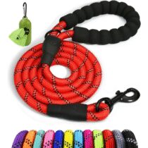 ⭕️Taglory Guinzaglio per Cani, Strong Dog guinzaglio con Comoda Impugnatura Imbottita e Altamente Riflettente Fili per Cani di Taglia Media e Grande, Lungo 1,2 m, Rosso