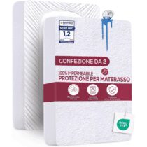 ⭕️Utopia Bedding Coprimaterasso Matrimoniale Impermeabile 180 x 200 x 40 cm (Confezione da 2), Certificato OEKO-TEX, Proteggi Materasso, Traspirante, Lavabile, Stile Montato Tutto Intorno Elastico
