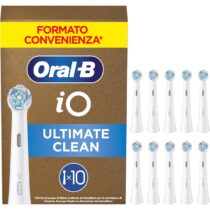 ⭕️Oral-B Testine di Ricambio iO Series Ultimate Clean Bianche, 10 Testine Oral B per Spazzolino Elettrico, Rotonde Originali, con setole CrissCross per rimuovere la placca