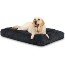 ⭕️KSIIA Cuscino per Cani Taglia Grande e Media, Cuccia Cane Interno, 90x60cm, Peluche Morbida e Soffice, Base Antiscivolo, Lettino per Cani, Lavabile in Lavatrice, Materassino Cane, Grigio scuro