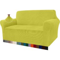 ⭕️Granbest, Copridivano altamente elasticizzato, moderno, jacquard, per soggiorno, funge da protezione per cani e animali domestici, 2 posti, giallo