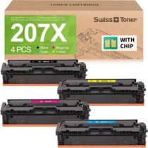 ⭕️swiss toner 207X (con chip) Compatibile con HP 207X Toner per HP Color Laserjet Pro MFP M283fdw Toner M255dw M282nw M283fdn Toner per HP 207X 207A W2210X W2211X W2212X W2213X 4-Pack
