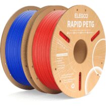 ⭕️ELEGOO Rapido Filamento PETG, 1,75 mm, 2 kg, 30-600 mm/s, Filamento per Stampante 3D PETG, precisione dimensionale +/- 0,02 mm, adatto per la maggior parte delle stampanti 3D FDM, Rosso & Blu