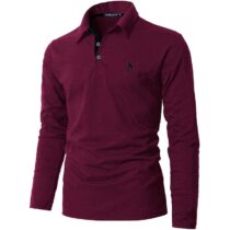⭕️KUNJLELP 100% Cotone Polo da Uomo Manica Lunga Ricamo di Giraffa Maglietta Uniformi Polo da Lavoro per l'autunno e l'inverno