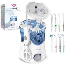 ⭕️Idropulsore Dentale Aquapik PRO | Irrigatore Orale Professionale 10 Livelli Pressione | Idropulsore Dentale Elettrico con 8 Ugelli + 600 ml Impermeabile (Bianco)