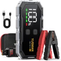 ⭕️YUSMAN Booster Avviamento - 7000A Portatile Avviatore di Batteria Auto 12V (fino a ALL Gas/10.0L Diesel), Avviatore di emergenza per Auto con cavo di sicurezza, LED, 5 V/3A, QC3.0
