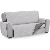 ⭕️Textilhome Copridivano Malu 2 Posti (110cm) – Salvadivano Trapuntato Reversibile Universale, Protezione Antigraffio, Fodera Imbottita per Divano, Colore Grigio Chiaro