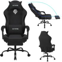 ⭕️Sedia da Gaming Ergonomica, Sedia da Ufficio Tessuto con Poggiapiedi, Ampia Gaming Chair Girevole Imbottita per Computer con Supporto Lombare e Poggiatesta, Carico 150 Kg