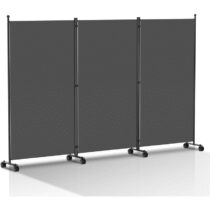 ⭕️Vigevee Paravent - Divisorio pieghevole indipendente, paravento su rotelle, divisorio per la privacy, 3 pezzi, 263 x 181 cm, paravento per uffici, balcone, antracite