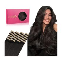 ⭕️WENNALIFE Extension Capelli Veri Biadesivo, 20pz 35cm 50g Marrone Scuro Extension Biadesive Capelli Veri Lisci Remy Tape in Hair Extensions Capelli Setosi