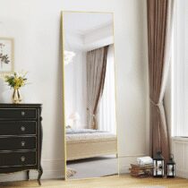 ⭕️WOLIBEER Specchio a Figura Intera 161 x 52 cm,Specchio Rettangolare a Figura Intera con Cornice in Alluminio Dorato Specchio da Parete Specchio da Terra per Camera da Letto Soggiorno Spogliatoio