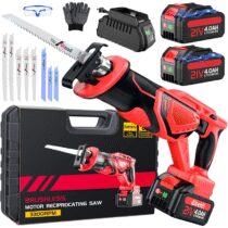 ⭕️Sega a Gattuccio Batteria, motore brushless a bassa rumorosità da 3500 SPM, batterie ad alte prestazioni da 2 * 21V 4,0 Ah in standby prolungato, set di lame versatili in acciaio legato da 8 pezzi
