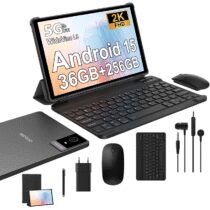 ⭕️WISDTECHO Tablet 10.4 Pollici con Tastiera, Android 15 Tablet con 36GB RAM+256GB ROM(TF 1TB), 5G WiFi, IPS 2K HD, 8000mAh, Octa-Core, 13MP+8MP, Bluetooth 5.0, Tablets in offerta e Mouse,Custodia, Nero